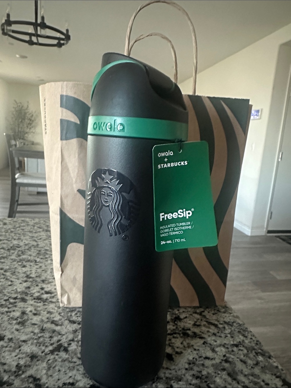 Starbucks x  Owala FreeSip Tumbler - Black with Green Accents